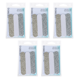 Basicare Mini Nail Files Pack of 5 Travel Size Nail File Kit