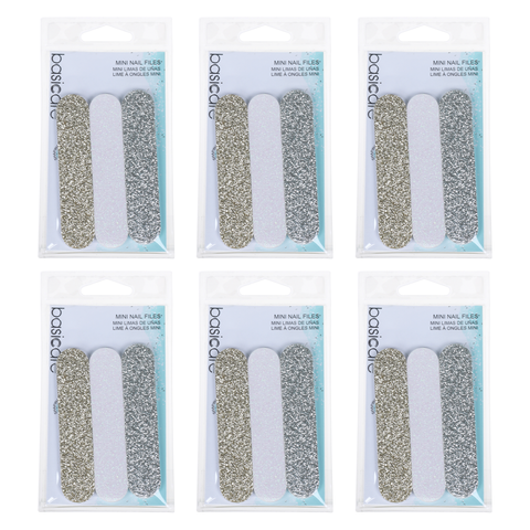 Basicare Mini Nail Files Pack of 3 Bundle of 6 Travel Nail Care Kit