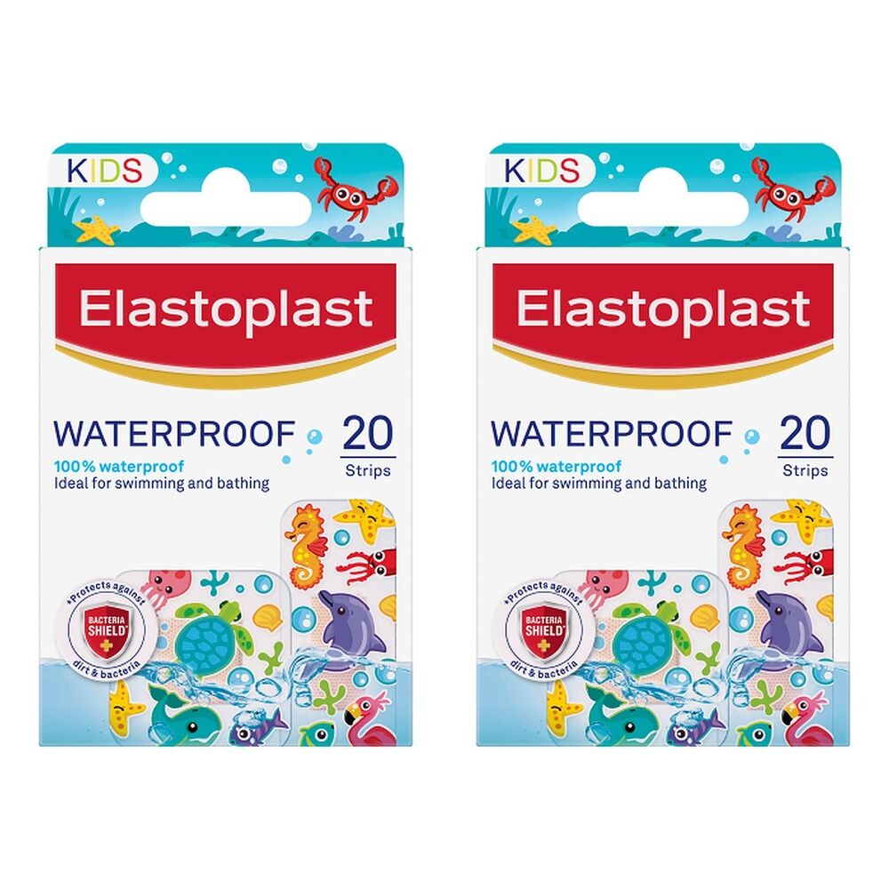 Elastoplast Kids Waterproof Plasters 20 Strips Pack of 2