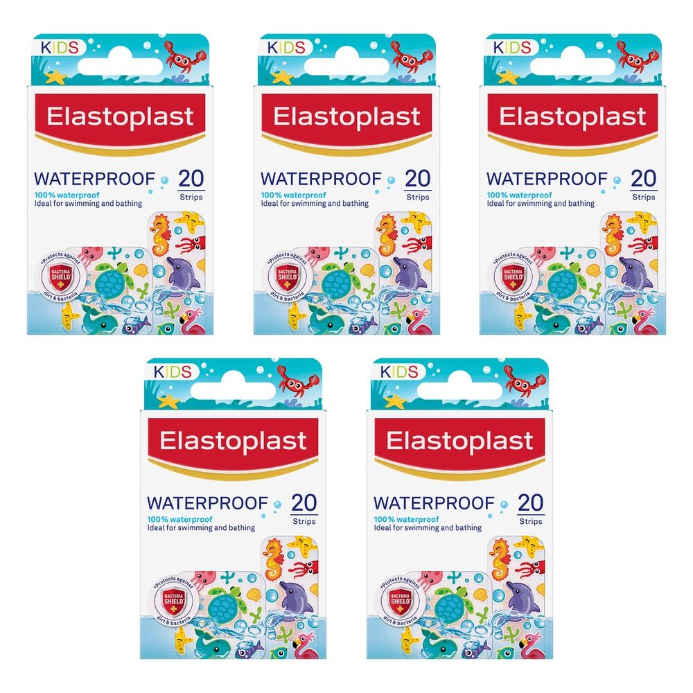 Elastoplast Kids Waterproof Plasters 20 Strips Pack of 5
