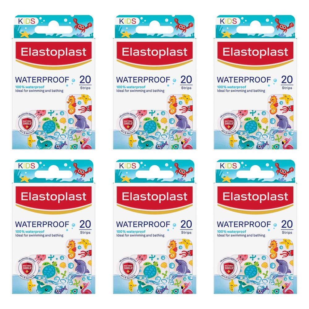 Elastoplast Kids Waterproof Plasters 20 Strips Pack of 6