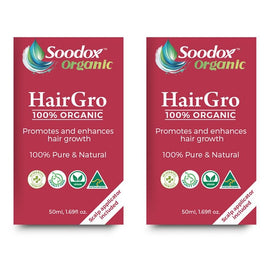 Soodox Organic HairGro Oil 50mL + Scalp Applicator, 2 Piece Set Pack of 2