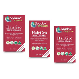 Soodox Organic HairGro Oil 50mL + Scalp Applicator, 2 Piece Set Pack of 3