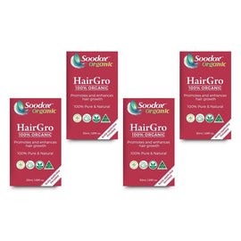 Soodox Organic HairGro Oil 50mL + Scalp Applicator, 2 Piece Set Pack of 4