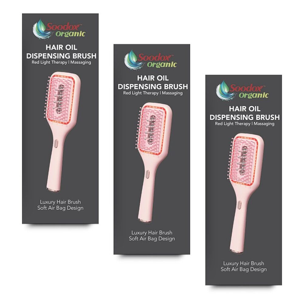 Soodox Organic Hair Oil Dispensing Brush Pink Pack of 3