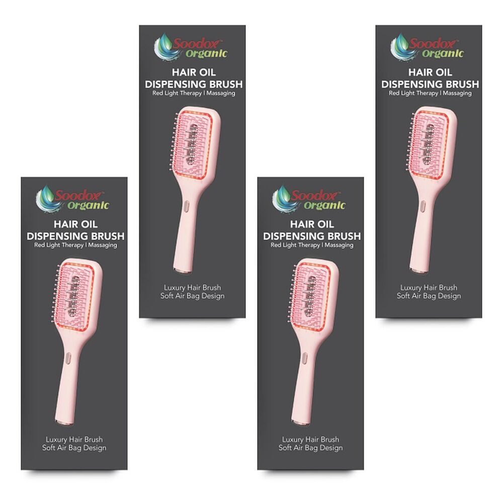 Soodox Organic Hair Oil Dispensing Brush Pink Pack of 4