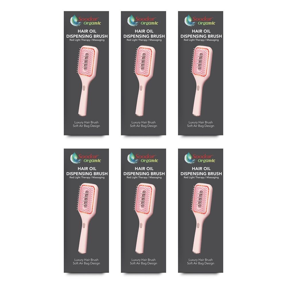 Soodox Organic Hair Oil Dispensing Brush Pink Pack of 6