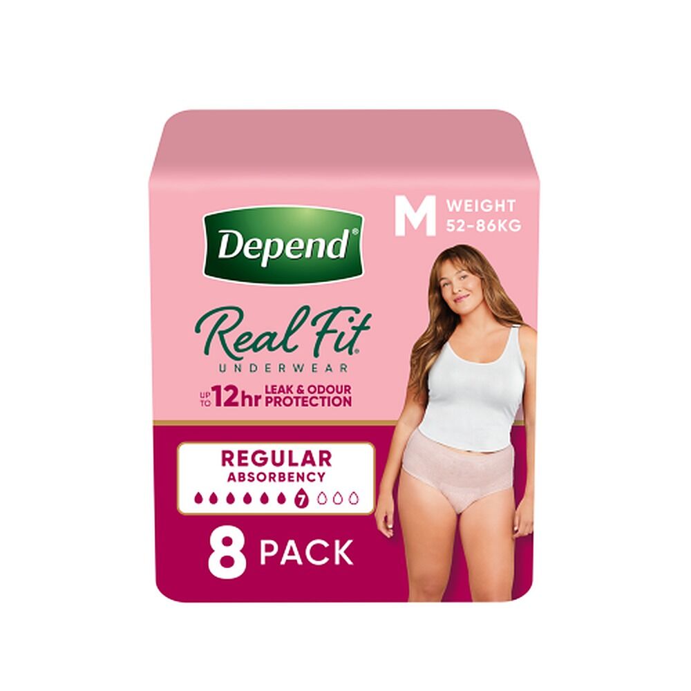 Depend Real Fit Underwear for Women Regular Absorbency Medium 8 Pack x 4