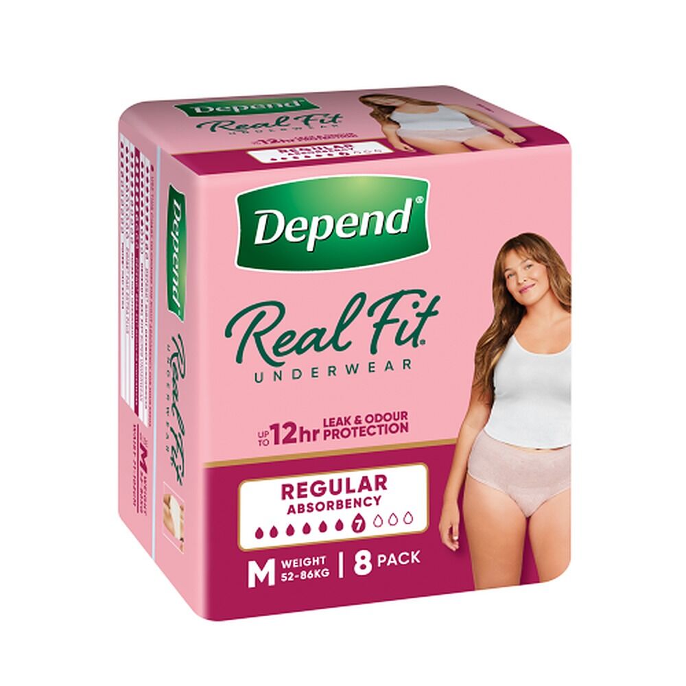 Depend Real Fit Underwear for Women Regular Absorbency Medium 8 Pack x 4
