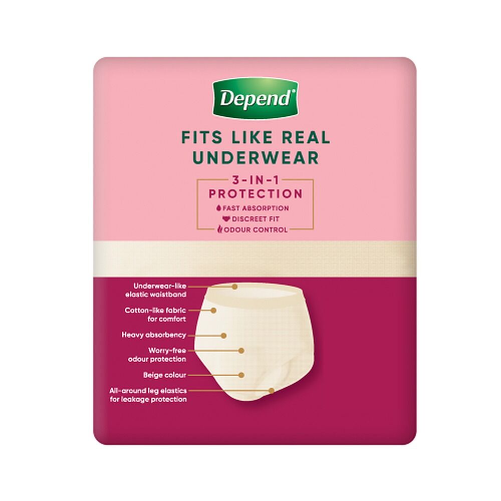 Depend Real Fit Underwear for Women Regular Absorbency Medium 8 Pack x 4