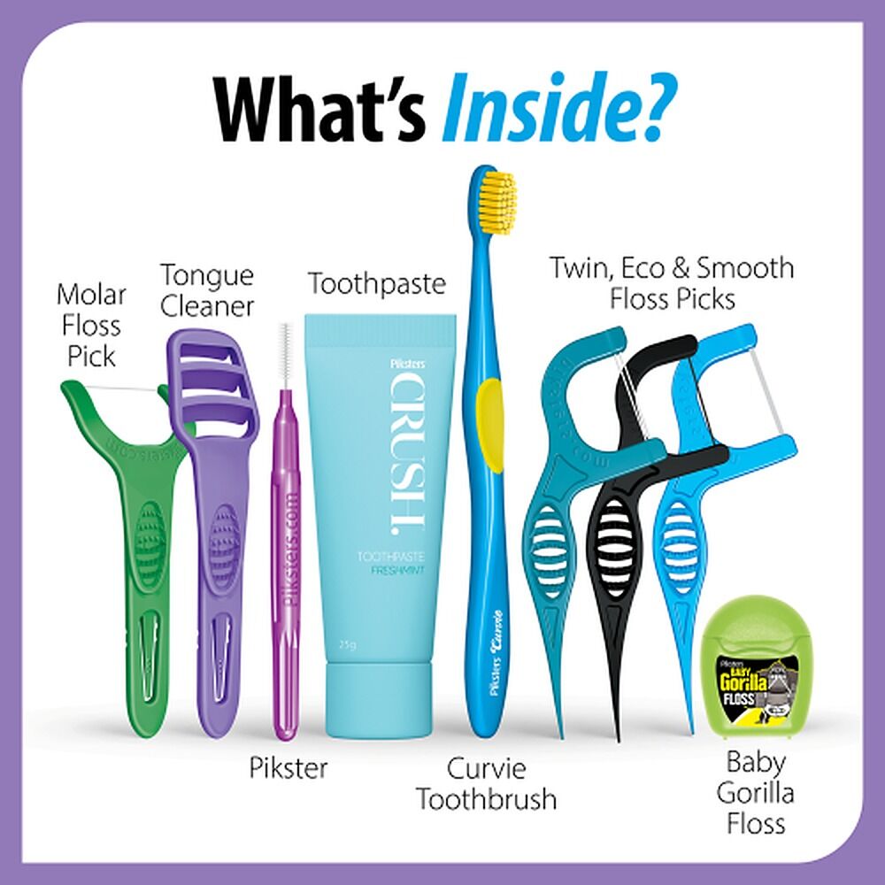Piksters On The Go Essentials Oral Care Kit x 4