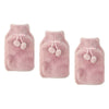 Body Warmers Fur Hot Water Bottle & Cover Set Pink/Grey 2 Piece Set Bundle of 3