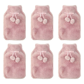 Body Warmers Fur Hot Water Bottle & Cover Set Pink/Grey 2 Piece Set Bundle of 6
