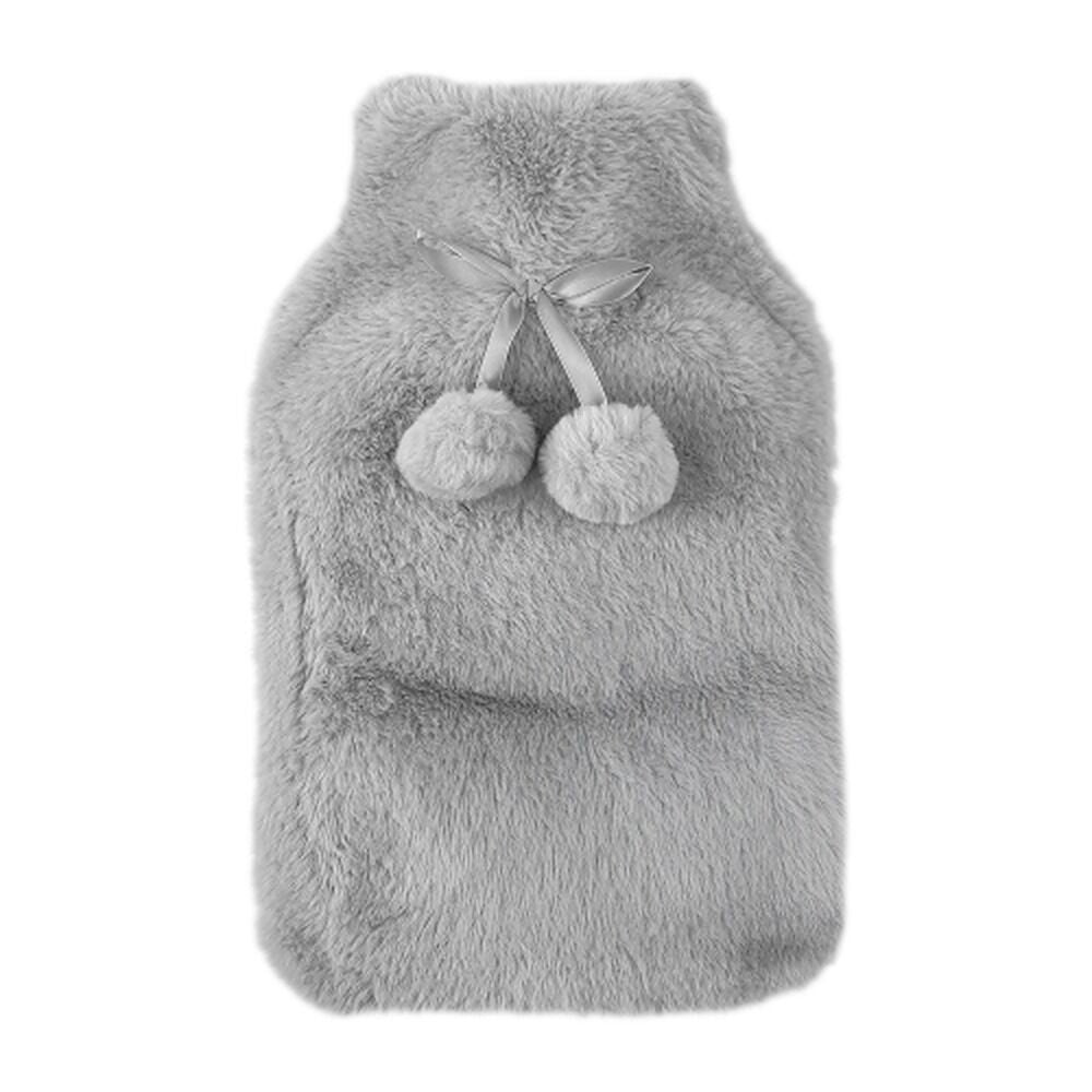 Body Warmers Fur Hot Water Bottle & Cover Set Pink/Grey 2 Piece Set x 12
