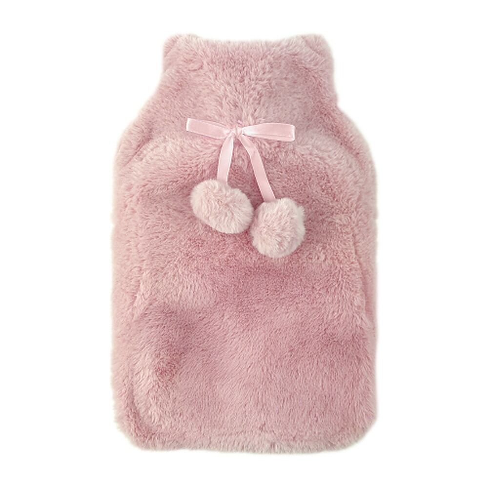 Body Warmers Fur Hot Water Bottle & Cover Set Pink/Grey 2 Piece Set x 12
