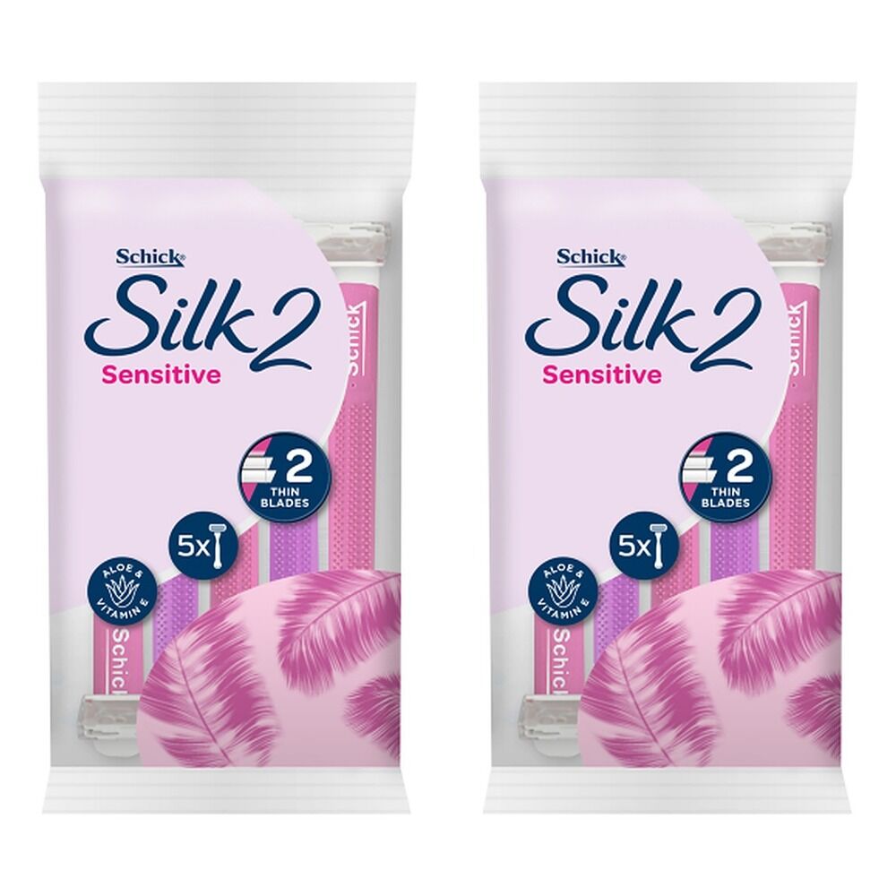 Schick Silk 2 Sensitive Disposable Razors 5 Pack Bundle of 2