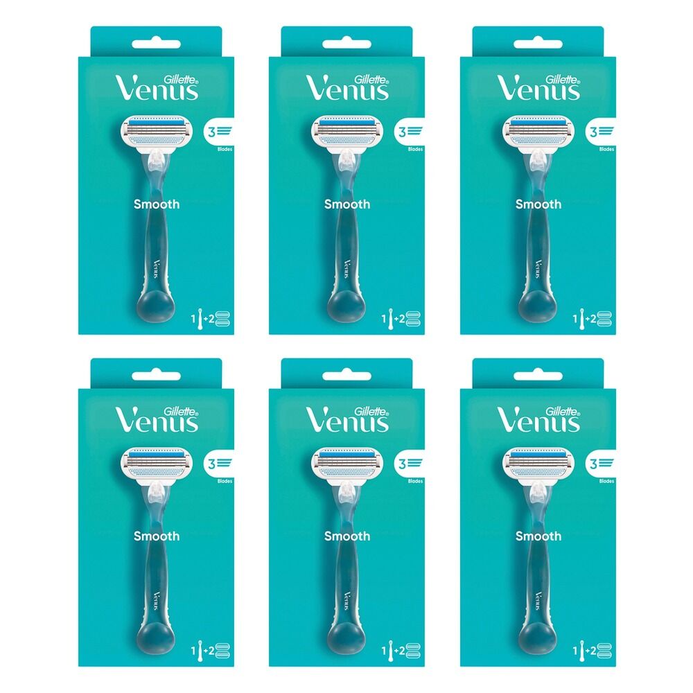 Gillette Venus Smooth Razor 2 Pack Bundle of 6