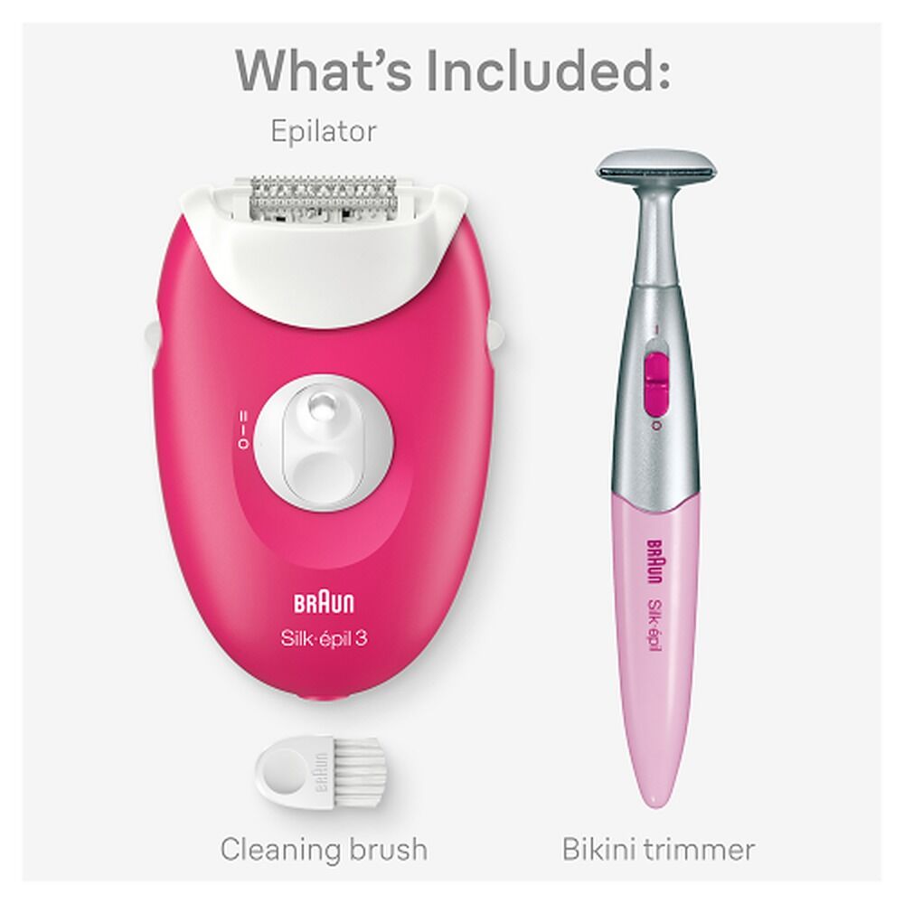 Braun Silk-epil 3 Epilator with Bikini Trimmer, Ruby