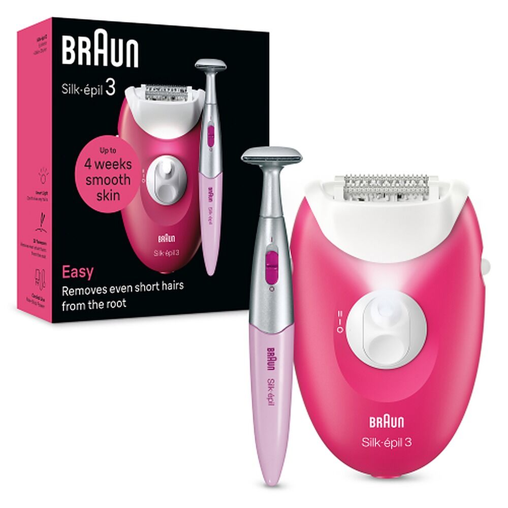 Braun Silk-epil 3 Epilator with Bikini Trimmer, Ruby