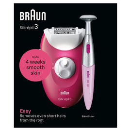 Braun Silk-epil 3 Epilator with Bikini Trimmer, Ruby