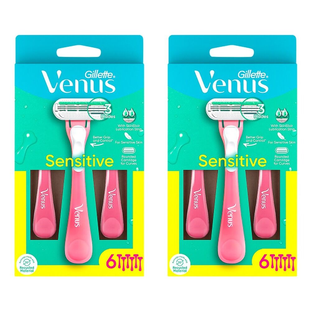 Gillette Venus Sensitive Disposable Razor 6 Pack Bundle of 2