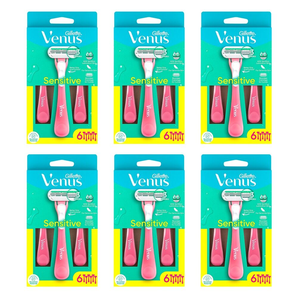 Gillette Venus Sensitive Disposable Razor 6 Pack Bundle of 6