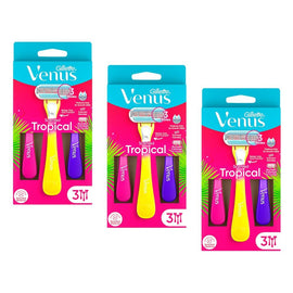 Gillette Venus Tropical Scented Women's Disposable Razor 3 Pack Bundle of 3