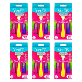 Gillette Venus Tropical Scented Women's Disposable Razor 3 Pack Bundle of 6