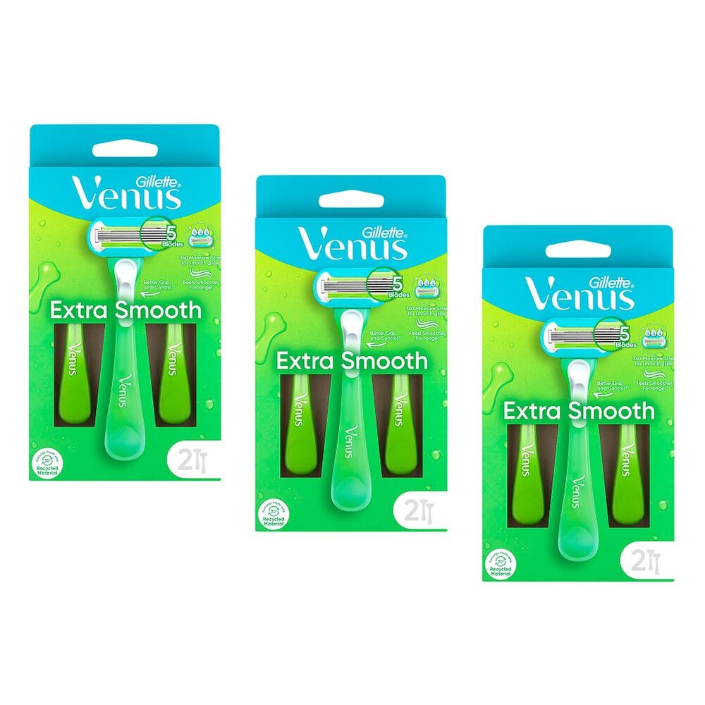 Gillette Venus Extra Smooth Sensitive Disposable Razor 2 Pack Bundle of 3