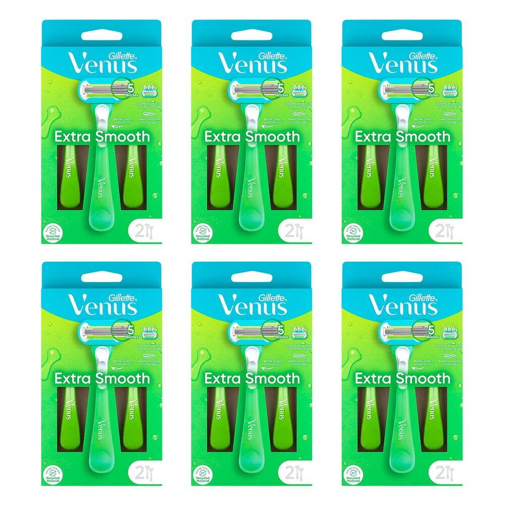 Gillette Venus Extra Smooth Sensitive Disposable Razor 2 Pack Bundle of 6