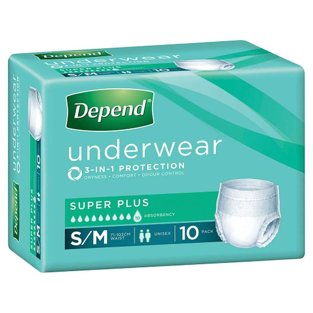 Depend Incontinence Underwear Unisex Super Plus Small/Medium 10 Pack x 4