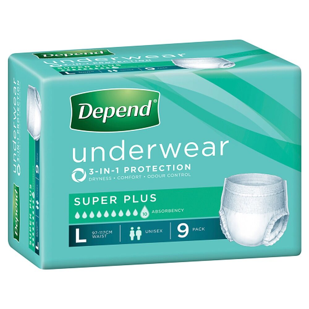 Depend Incontinence Underwear Unisex Super Plus Large 9 Pack x 4