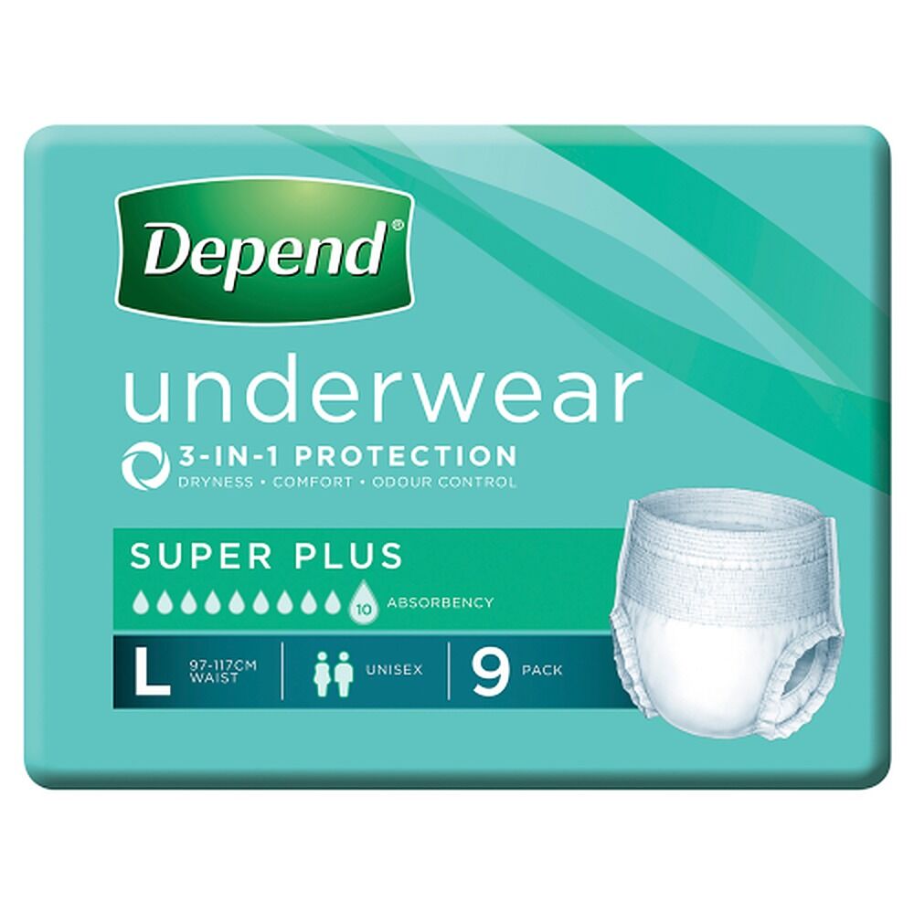 Depend Incontinence Underwear Unisex Super Plus Large 9 Pack x 4