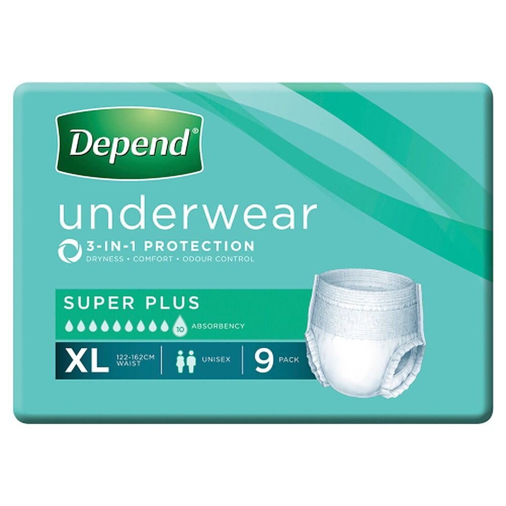 Depend Incontinence Underwear Unisex Super Plus Extra Large 9 Pack x 4