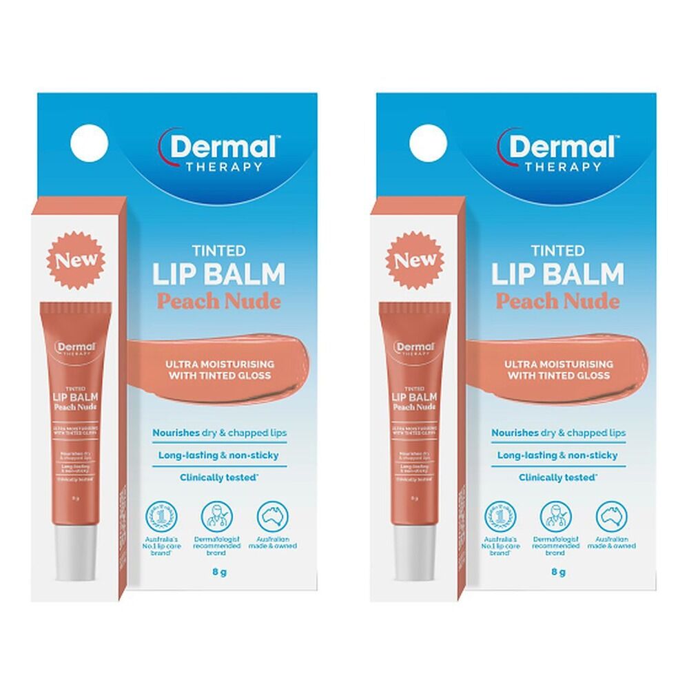 Dermal Therapy Tinted Lip Balm Peach Nude 8g Pack of 2