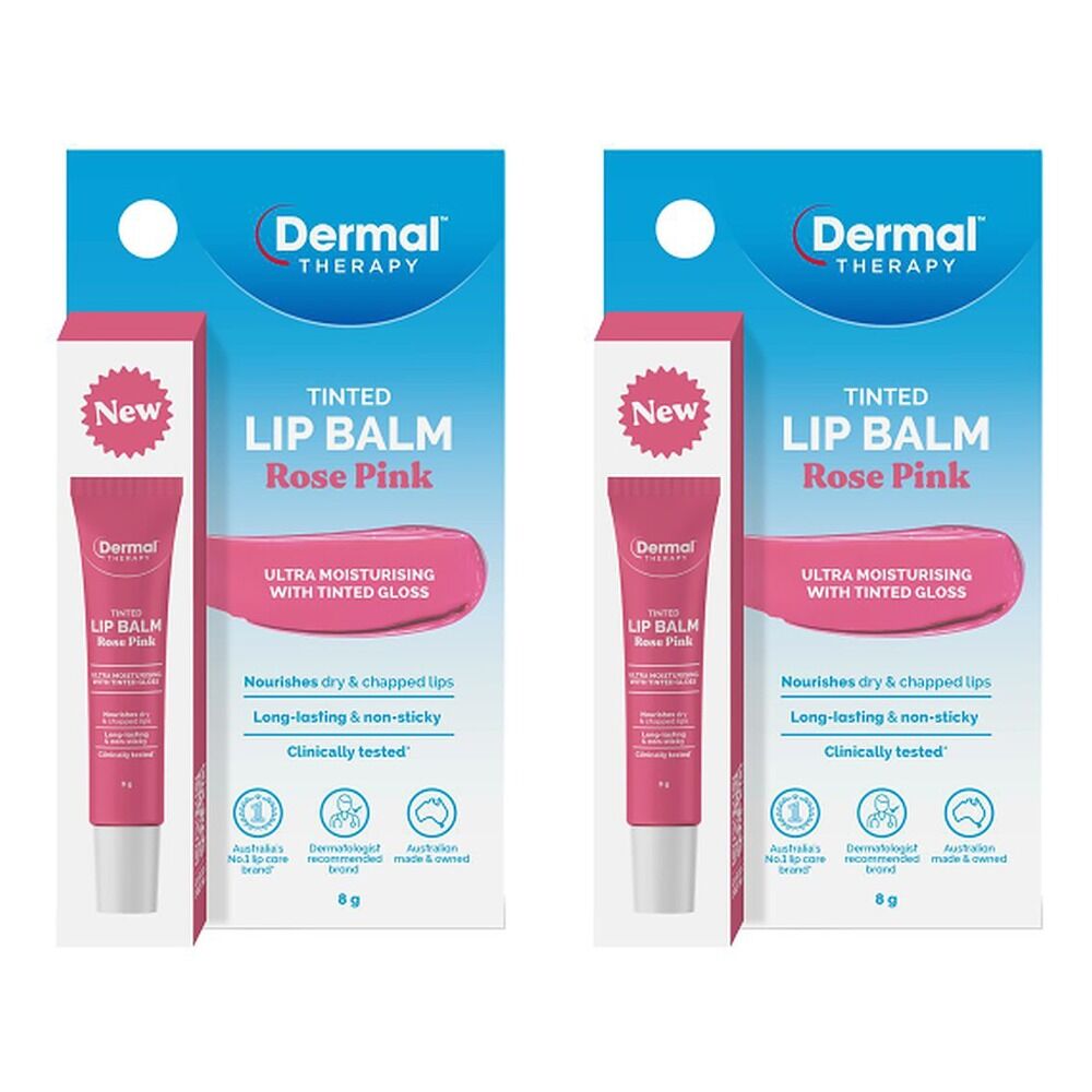 Dermal Therapy Tinted Lip Balm Rose Pink 8g Pack of 2