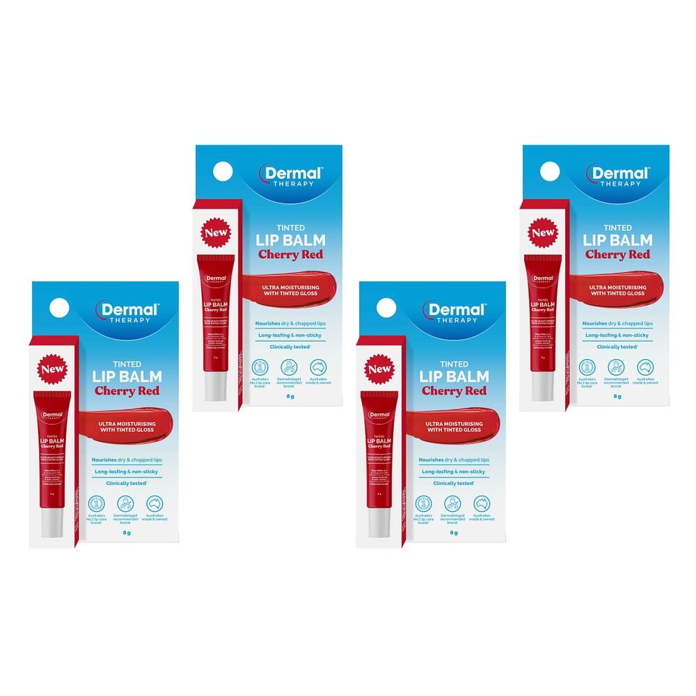 Dermal Therapy Tinted Lip Balm Cherry Red 8g Pack of 4