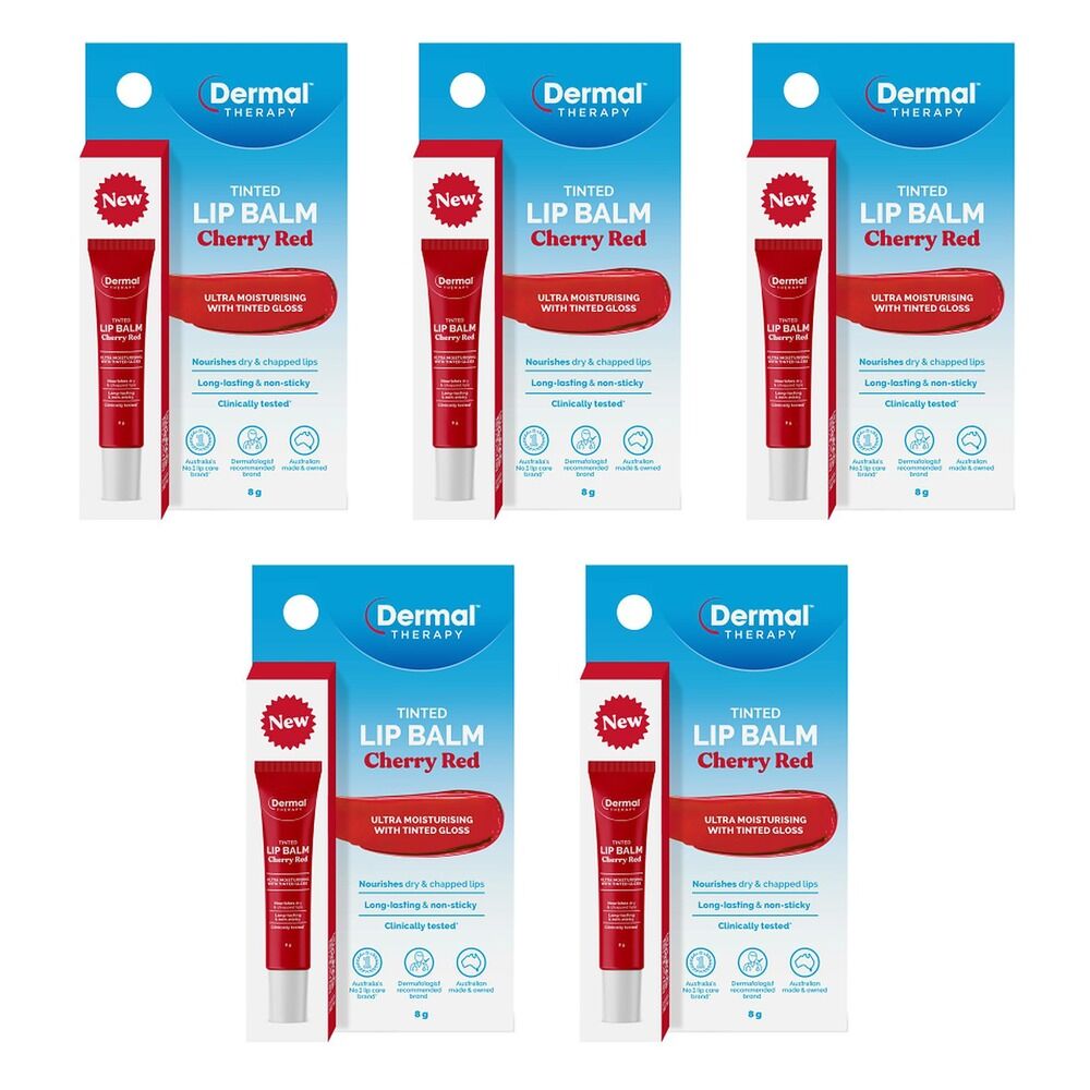 Dermal Therapy Tinted Lip Balm Cherry Red 8g Pack of 5