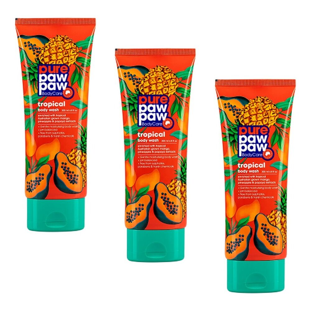 Pure Paw Paw Body Care Tropical Wash 200ml Pack of 3