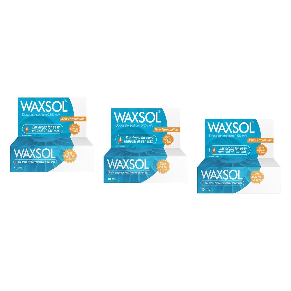Waxsol Ear Drops 10mL Pack of 3