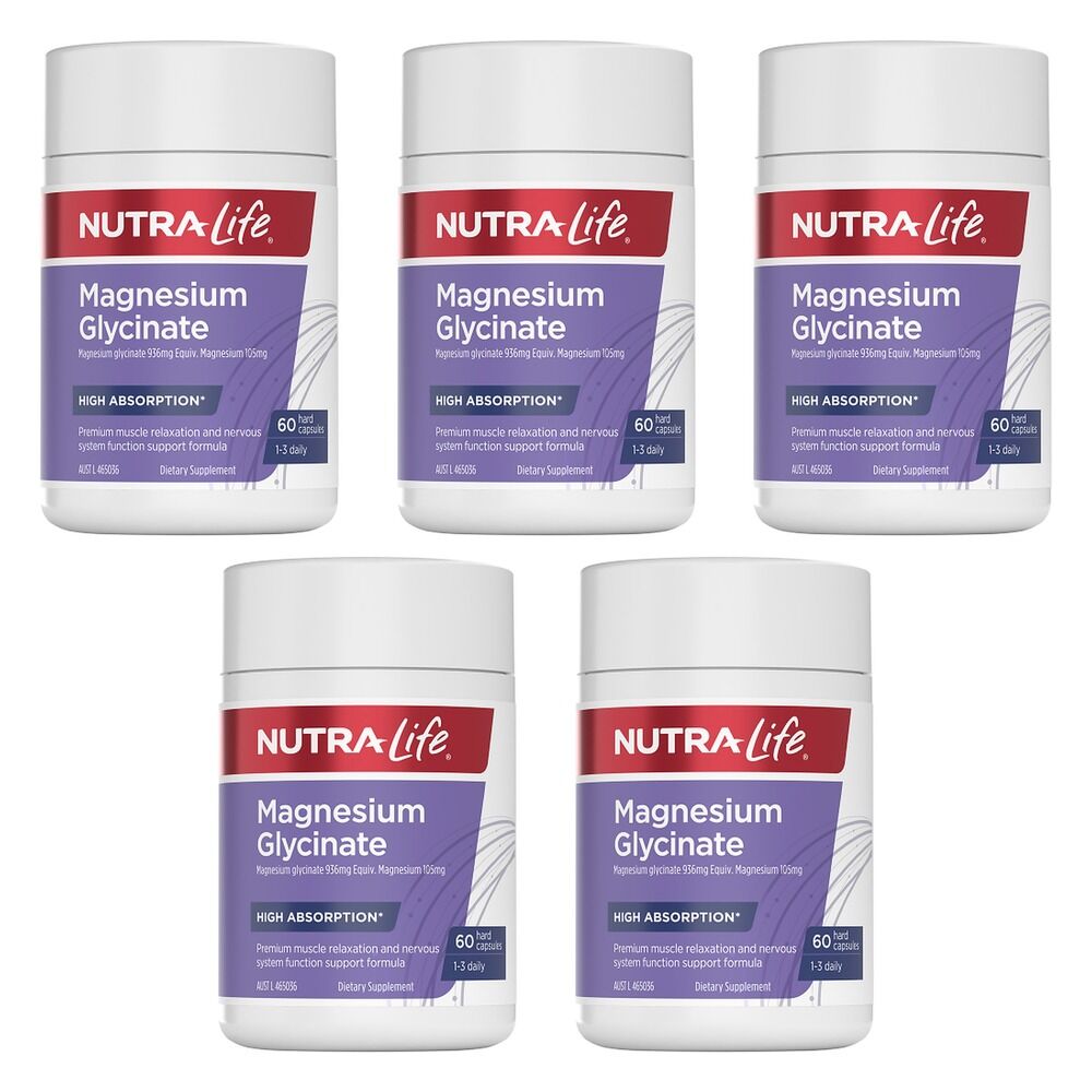 Nutra-Life Magnesium Glycinate 60 Capsules Pack of 5