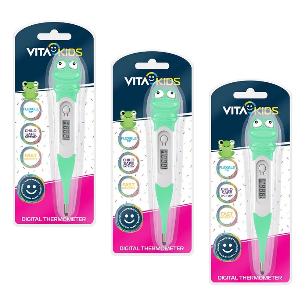 Medinox VitaKids Digital Flexi-Tip Thermometer Green Frog Pack of 3