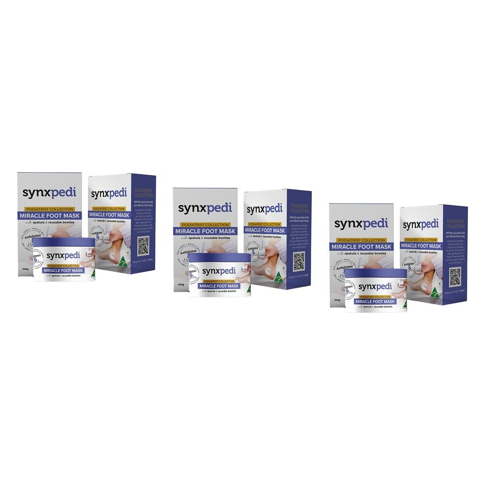 Synx Synxpedi Miracle Foot Mask 100g 2 Pack Bundle of 3