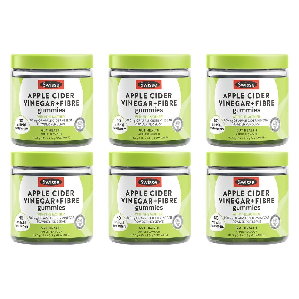 Swisse Apple Cider Vinegar + Fibre 45 Gummies Pack of 6