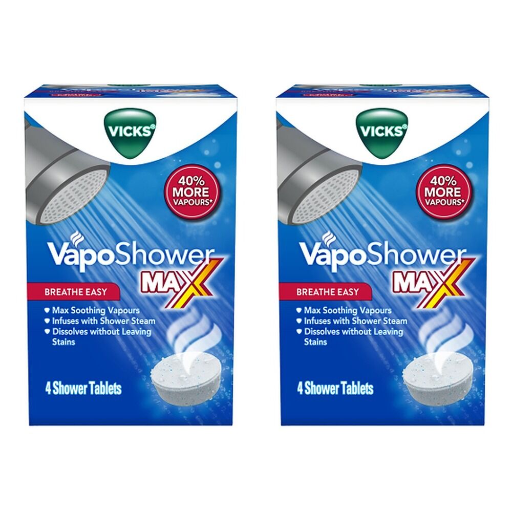 Vicks VapoShower Max Shower Tablets 4 Pack Bundle of 2