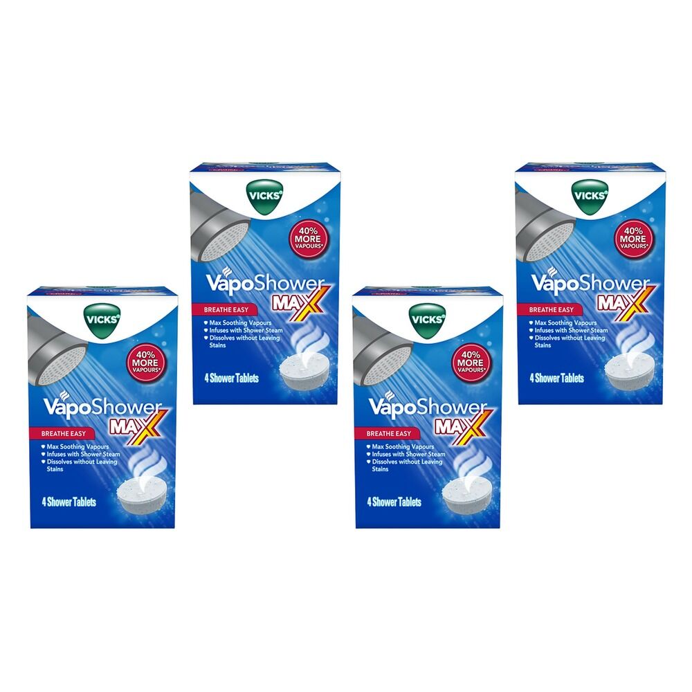 Vicks VapoShower Max Shower Tablets 4 Pack Bundle of 4