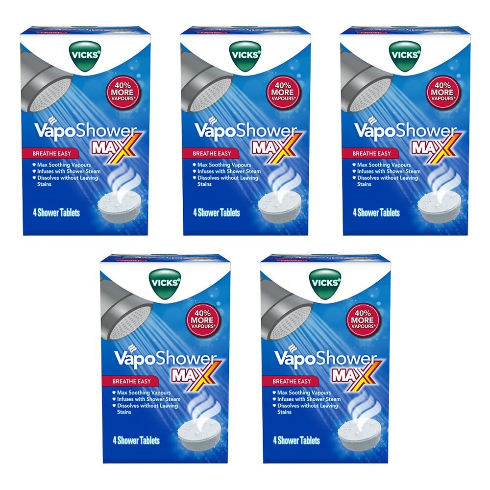 Vicks VapoShower Max Shower Tablets 4 Pack Bundle of 5