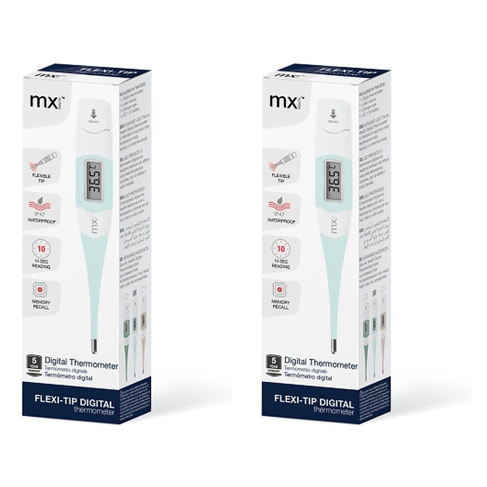 Medinox Thermometer Digital Flexi-Tip Powder Blue Pack of 2