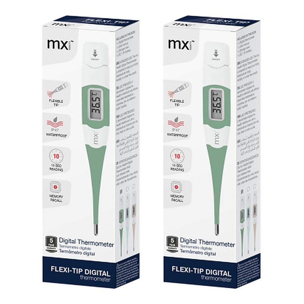 Medinox Thermometer Digital Flexi-Tip Sage Pack of 2