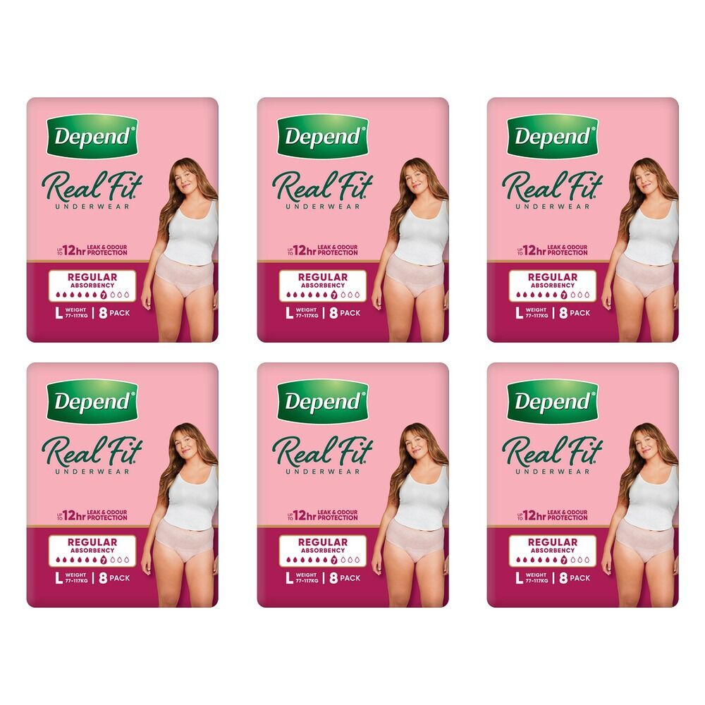 Depend Realfit Underwear for Women Large 8 Pack x 4 Bundle of 6